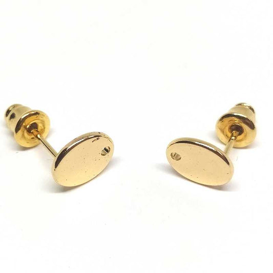 2x Pendientes Trasera Base Oval 8x6mm Agu: 1,2mm Chapado Oro 18K -  - Crystaldreams Abalorios