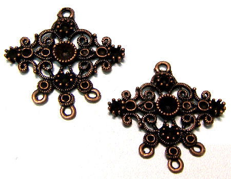 2x Pendientes a engaster Chandelier 33mm - Copper -  - Crystaldreams Abalorios