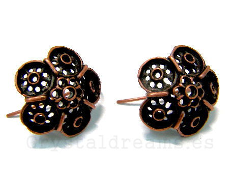 2x Pendientes hippie Flor Cobre - piedras PP15 y PP19 - 20mm -  - Crystaldreams Abalorios