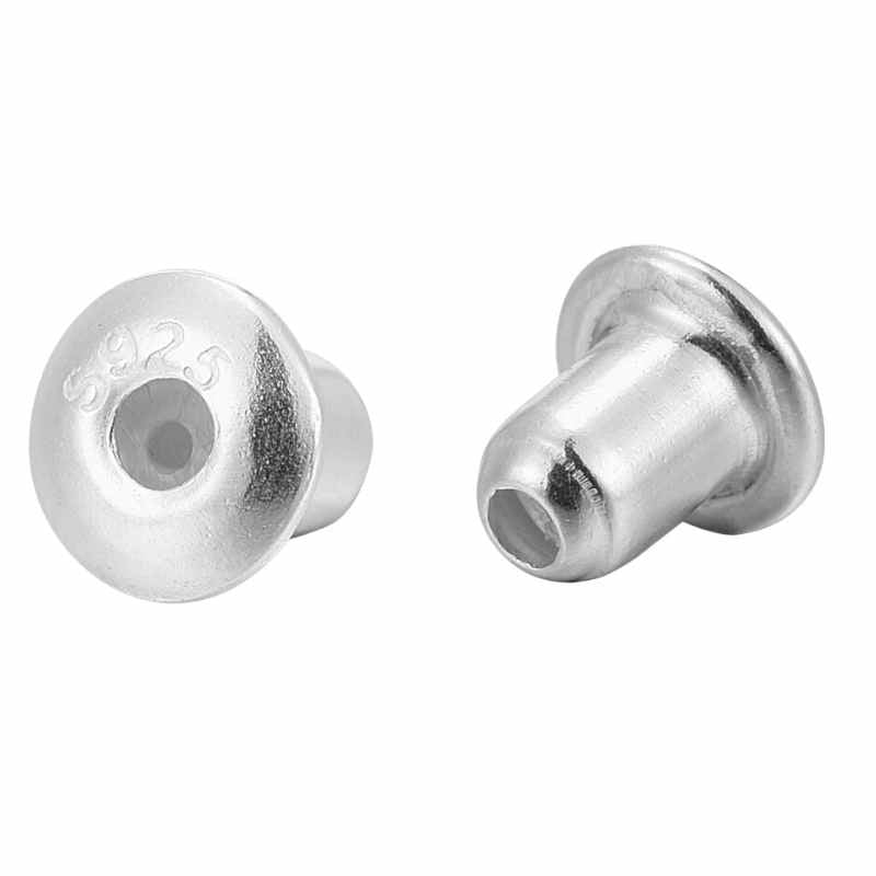 2x Trasera de plata de ley 925 4x3mm para pines de 0,8mm -  - Crystaldreams Abalorios