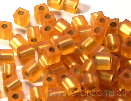 3mm Cubos MIYUKI - 5 gr. pack - Matte Topaz Silver Lined -  - Crystaldreams Abalorios