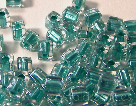 3mm Cubos MIYUKI - 5 gr. pack Crystal Light Teal Lined -  - Crystaldreams Abalorios