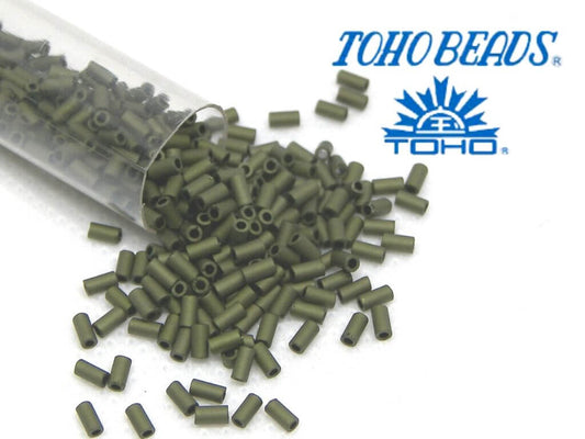 3mm Toho - Bugle - Matte Dark Olive - 5gr. col.617 -  - Crystaldreams Abalorios