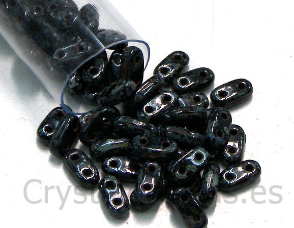 5 gr. Bar - Czech Mates - 6x2mm - Jet Picasso -  - Crystaldreams Abalorios