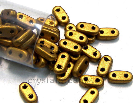 5 gr. Bar - Czech Mates - 6x2mm - Matte Metallic Old Gold -  - Crystaldreams Abalorios