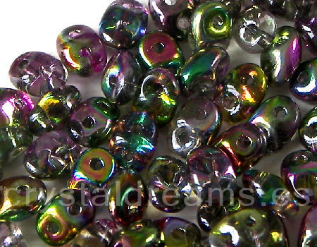 5 gramos Miniduo® 2 x 4mm - Agujeros:0,8mm Color:MAGIC VIO/GREEN -  - Crystaldreams Abalorios