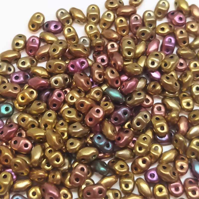 5 gramos Miniduo® 2x4mm Agujeros:0,8mm Color: C. GOLD RAINBOW -  - Crystaldreams Abalorios