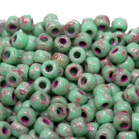 6/0 Matubo Beads - Green Turquoise Picasso - 5 gr. -  - Crystaldreams Abalorios