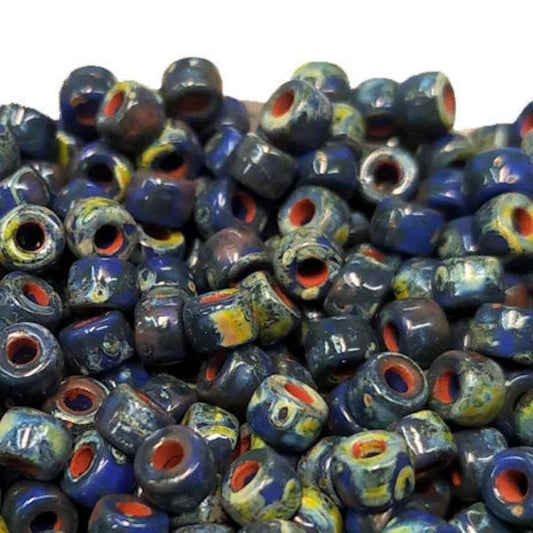 6/0 Matubo Beads - Opaque Blue Picasso - 5 gr. -  - Crystaldreams Abalorios