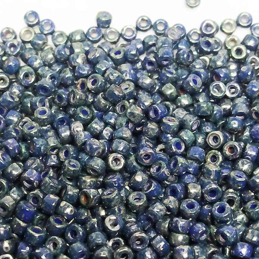 6/0 Matubo Beads - Opaque Blue Picasso Silver - 5 gr. -  - Crystaldreams Abalorios