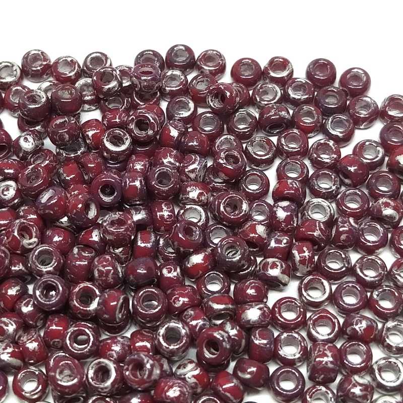 6/0 Matubo Beads - Opaque Red Picasso Silver - 5 gr. -  - Crystaldreams Abalorios