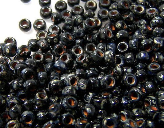 7/0 Matubo Beads - Jet Silver Picasso - 5gr. -  - Crystaldreams Abalorios