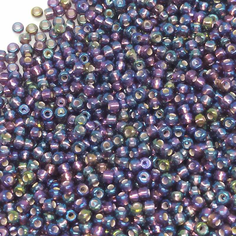 8/0 MIYUKI - rocalla DarkSmoky Amethyst AB Silver Lined - 1gr. -  - Crystaldreams Abalorios