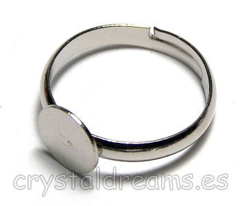 Anillo Platinum Color base redonda 8mm -  - Crystaldreams Abalorios