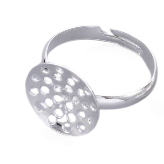 Anillo base perforada 14mm Tray - Silver Color -  - Crystaldreams Abalorios