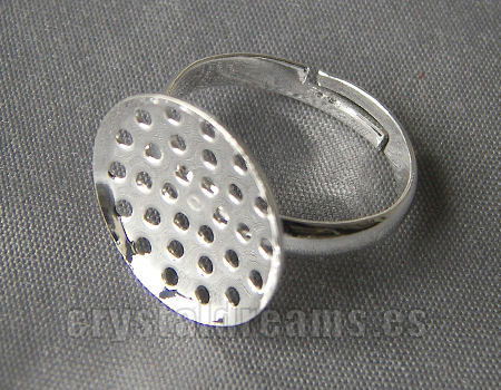 Anillo base perforada 16mm Tray - Silver Color -  - Crystaldreams Abalorios