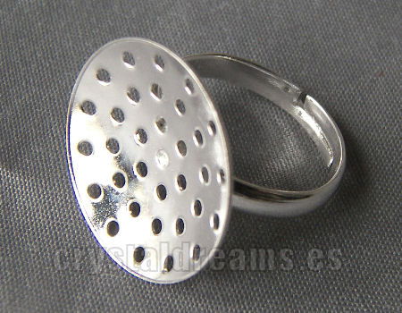 Anillo base perforada 20mm Tray - Silver Color -  - Crystaldreams Abalorios