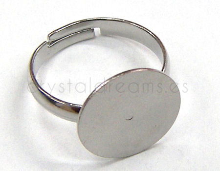 Anillo con disco plano de 12 mm color Platinum x1 -  - Crystaldreams Abalorios