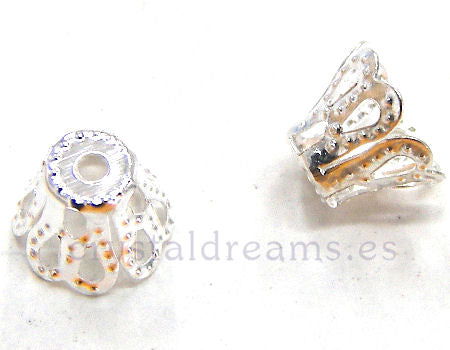 BONETES 6,5x8,5mm - Agujero: 1,2mm Plateado Terminal Cascarilla -  - Crystaldreams Abalorios