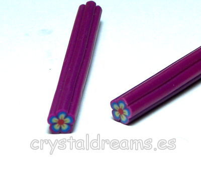 Barrita de fimo de 50mm x6mm de ancho - Fuchsia Flower  1 pieza -  - Crystaldreams Abalorios