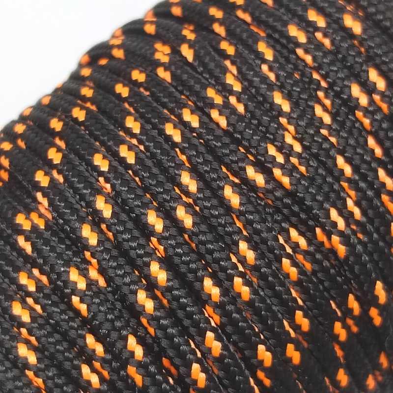 Bobina 20 m. Cordon tejido paracord poliéster 2mm Black Orange -  - Crystaldreams Abalorios