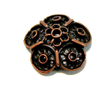 Boton a coser Flor Cobre - piedras PP15 y PP19 - 20mm -  - Crystaldreams Abalorios