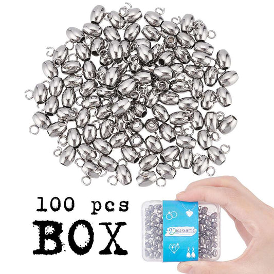 100 Stainless Steel Oval Pins 6.5x8x5mm, Hole 2mm