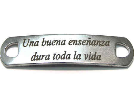 Chapa Grabada Acero Inox 38x10mm Agujeros 5mm- Buena Enseñanza -  - Crystaldreams Abalorios