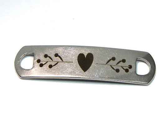 Chapa Grabada Acero Inox 38x10mm Agujeros 5mm - Heart 5 -  - Crystaldreams Abalorios