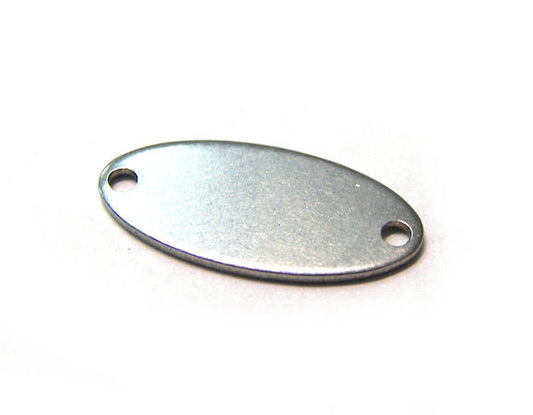 Chapa Oval de Acero Inox 18x8mm Agujeros 1mm -  - Crystaldreams Abalorios