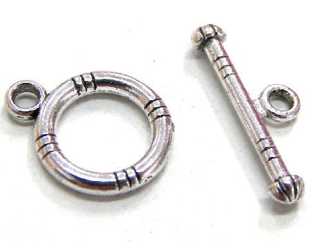 Cierre Aro y barrita - Toggle - Old Silver - 18mm Agujero: 2mm -  - Crystaldreams Abalorios