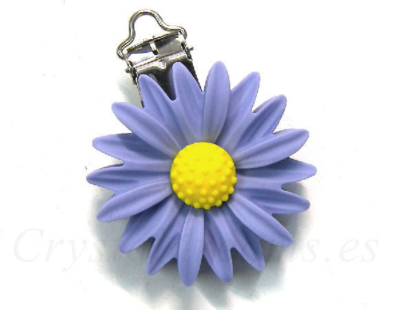 Pacifier flower silicone clip - Toxic free - 48mm - Purple – Crystaldreams