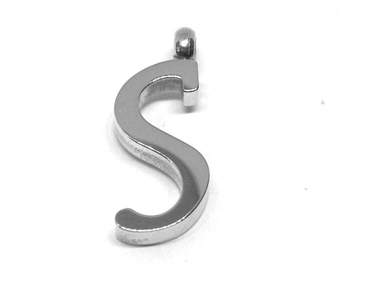 Colgante Letra de acero inox 304 16~19x6~19x2mm Agujero:2mm S -  - Crystaldreams Abalorios