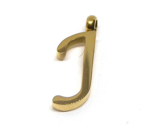 Colgante Letra de acero inox 304 Gold 16~19x6~19x2mm Aguj:2mm J -  - Crystaldreams Abalorios