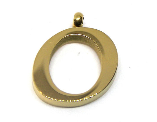 Colgante Letra de acero inox 304 Gold 16~19x6~19x2mm Aguj:2mm O -  - Crystaldreams Abalorios