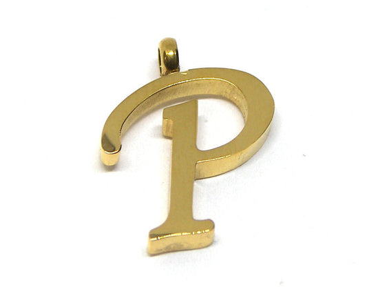 Colgante Letra de acero inox 304 Gold 16~19x6~19x2mm Aguj:2mm P -  - Crystaldreams Abalorios