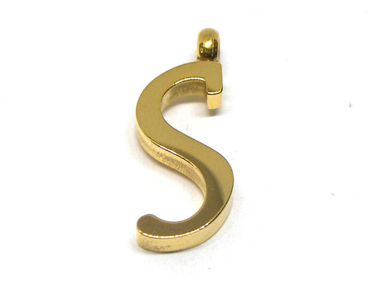 Colgante Letra de acero inox 304 Gold 16~19x6~19x2mm Aguj:2mm S -  - Crystaldreams Abalorios