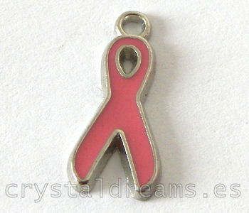 Colgante de metal - Pink Ribbon  - 20x9mm Agujero: 1,5mm -  - Crystaldreams Abalorios