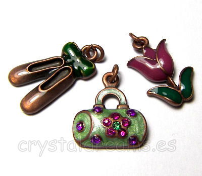 Colgantes de metal Trio - Bag/Tulipan/Bailet - Cobre -  - Crystaldreams Abalorios