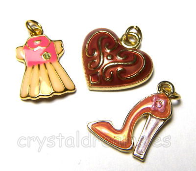 Colgantes de metal Trio - Dress/Heart/Heels - Gold -  - Crystaldreams Abalorios