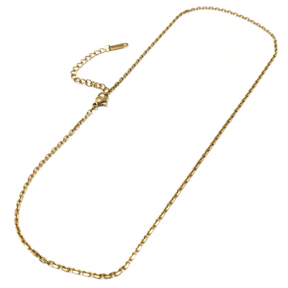 Collar de acero inoxidable 304 dorado 18K con cadena cable