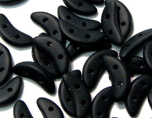 Crescent Beads 10x3mm 5gr. by Czechmates® Matte Opaque Jet -  - Crystaldreams Abalorios