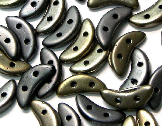 Crescent Beads 10x3mm 5gr. by Czechmates® Metallic Leather -  - Crystaldreams Abalorios