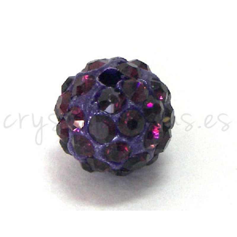 Cuenta arcilla Rhinestone 10mm - Agujero 1.5mm - Amethyst -  - Crystaldreams Abalorios