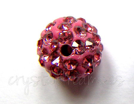 Cuenta arcilla Rhinestone 10mm - Agujero 1.5mm - Pink Shamballa -  - Crystaldreams Abalorios