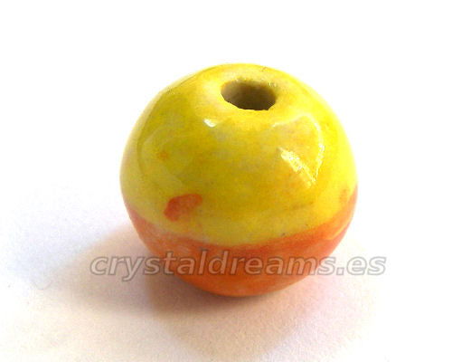 Cuenta de  Porcelana - 14mm - Mod. Orange-Yellow Agujero:3mm -  - Crystaldreams Abalorios