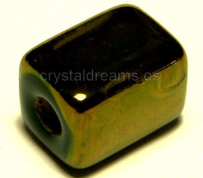 Cuenta de  Porcelana - Green Bronce 10x8x8mm Agujero: 2,5mm -  - Crystaldreams Abalorios