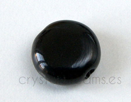 Cuenta de Porcelana Redonda -14x14x7mm  Agujero:3mm - BLACK -  - Crystaldreams Abalorios