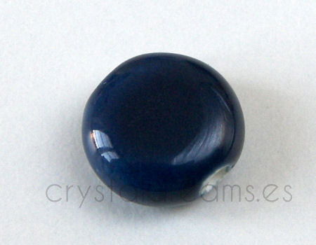 Cuenta de Porcelana Redonda -14x14x7mm  Agujero:3mm - BLUE -  - Crystaldreams Abalorios