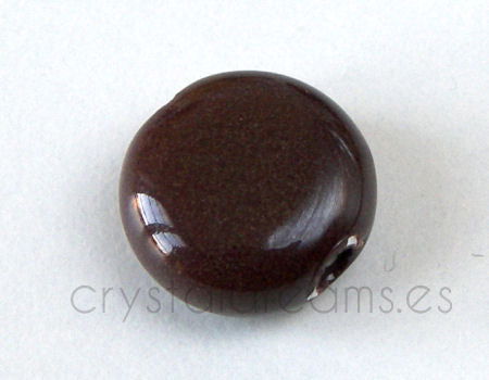 Cuenta de Porcelana Redonda -14x14x7mm  Agujero:3mm - BROWN -  - Crystaldreams Abalorios